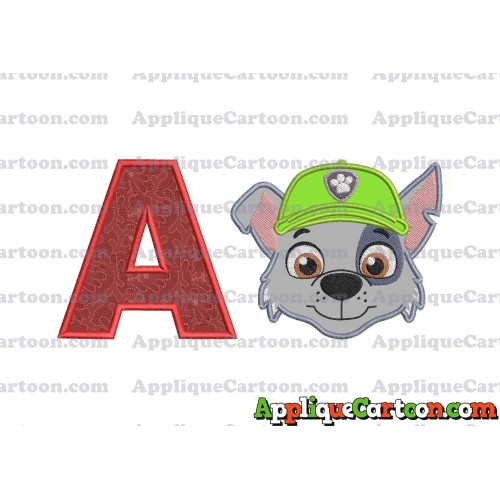 Face Rocky Paw Patrol Applique Embroidery Design With Alphabet A