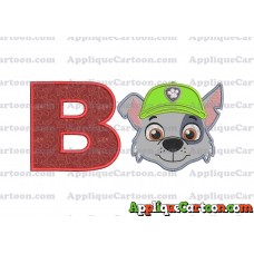 Face Rocky Paw Patrol Applique Embroidery Design With Alphabet B
