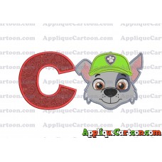 Face Rocky Paw Patrol Applique Embroidery Design With Alphabet C