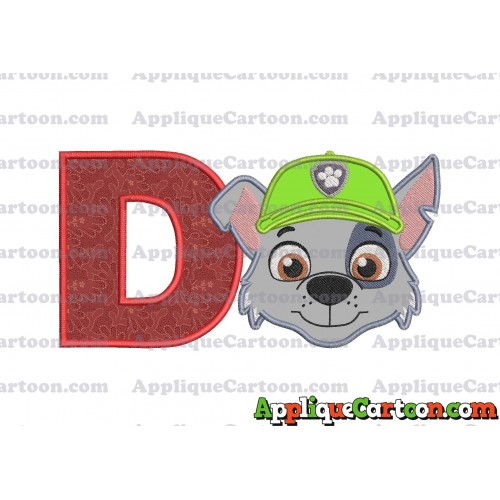Face Rocky Paw Patrol Applique Embroidery Design With Alphabet D
