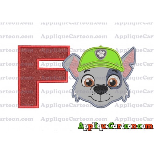 Face Rocky Paw Patrol Applique Embroidery Design With Alphabet F