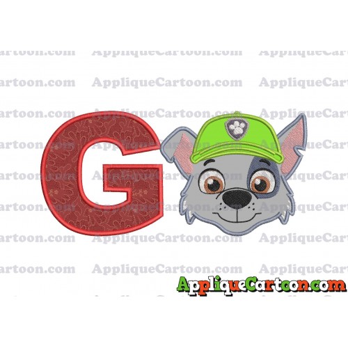 Face Rocky Paw Patrol Applique Embroidery Design With Alphabet G