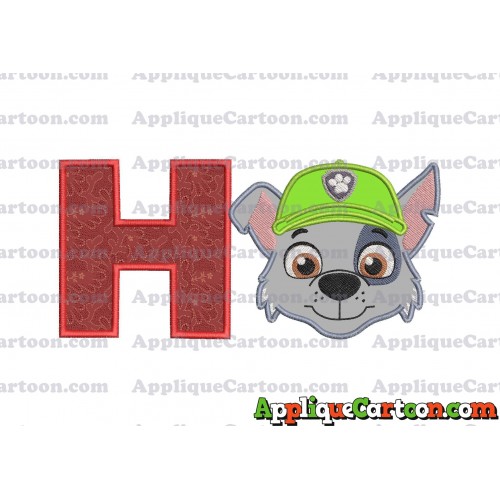 Face Rocky Paw Patrol Applique Embroidery Design With Alphabet H