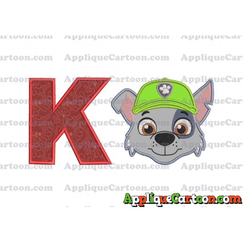 Face Rocky Paw Patrol Applique Embroidery Design With Alphabet K