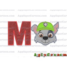 Face Rocky Paw Patrol Applique Embroidery Design With Alphabet M