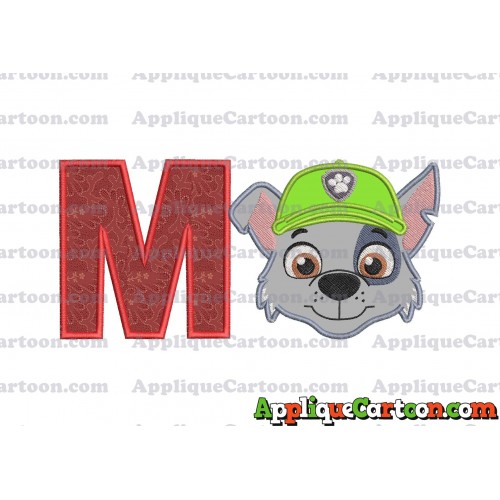 Face Rocky Paw Patrol Applique Embroidery Design With Alphabet M