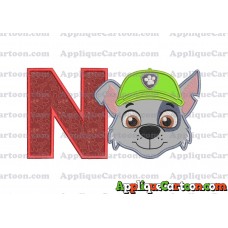 Face Rocky Paw Patrol Applique Embroidery Design With Alphabet N