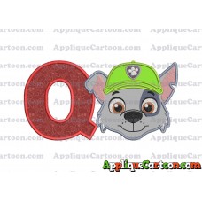 Face Rocky Paw Patrol Applique Embroidery Design With Alphabet Q