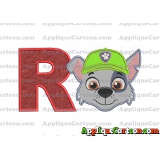 Face Rocky Paw Patrol Applique Embroidery Design With Alphabet R