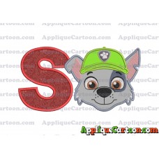 Face Rocky Paw Patrol Applique Embroidery Design With Alphabet S