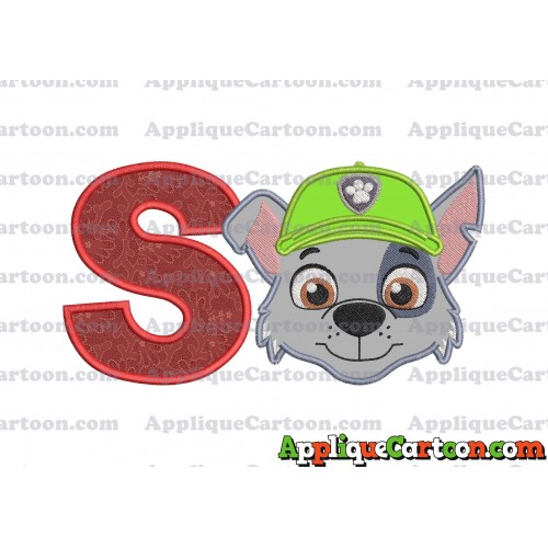 Face Rocky Paw Patrol Applique Embroidery Design With Alphabet S