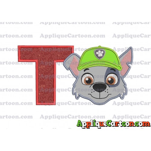 Face Rocky Paw Patrol Applique Embroidery Design With Alphabet T