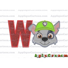 Face Rocky Paw Patrol Applique Embroidery Design With Alphabet W