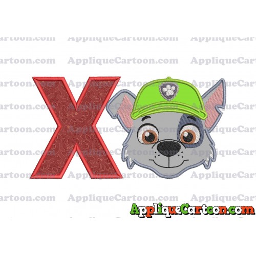 Face Rocky Paw Patrol Applique Embroidery Design With Alphabet X