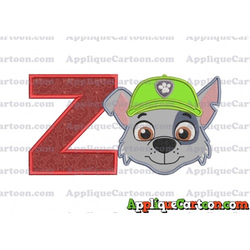 Face Rocky Paw Patrol Applique Embroidery Design With Alphabet Z