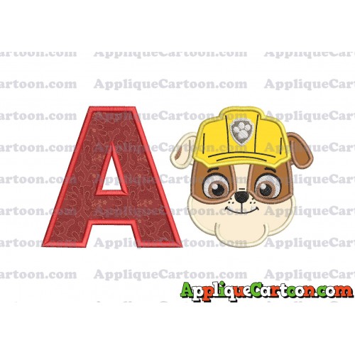 Face Rubble Paw Patrol Applique Embroidery Design With Alphabet A