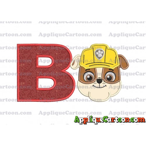 Face Rubble Paw Patrol Applique Embroidery Design With Alphabet B