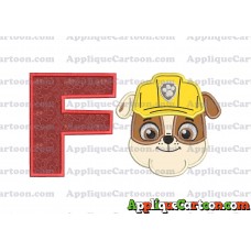 Face Rubble Paw Patrol Applique Embroidery Design With Alphabet F