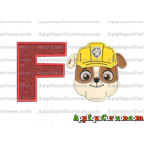 Face Rubble Paw Patrol Applique Embroidery Design With Alphabet F