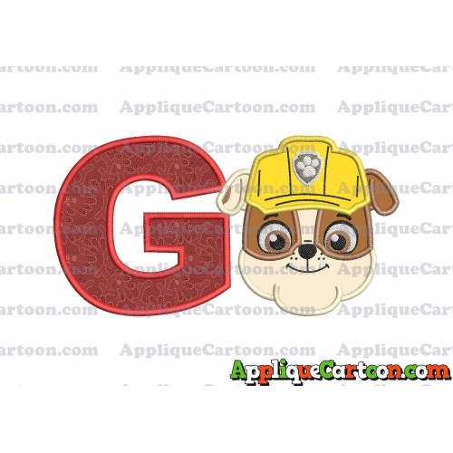 Face Rubble Paw Patrol Applique Embroidery Design With Alphabet G