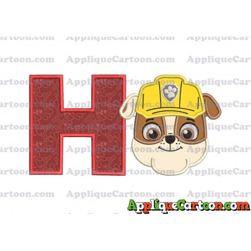 Face Rubble Paw Patrol Applique Embroidery Design With Alphabet H