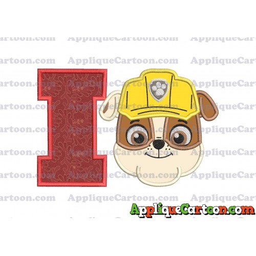 Face Rubble Paw Patrol Applique Embroidery Design With Alphabet I