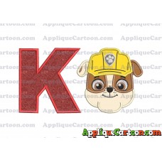 Face Rubble Paw Patrol Applique Embroidery Design With Alphabet K