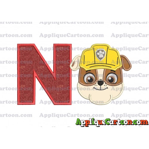 Face Rubble Paw Patrol Applique Embroidery Design With Alphabet N
