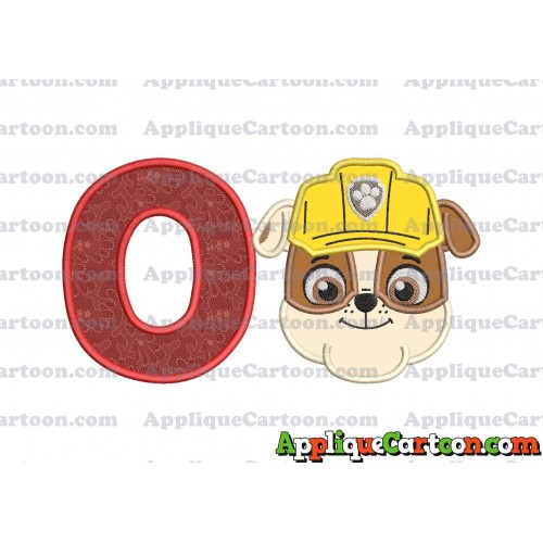 Face Rubble Paw Patrol Applique Embroidery Design With Alphabet O