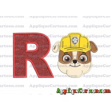Face Rubble Paw Patrol Applique Embroidery Design With Alphabet R