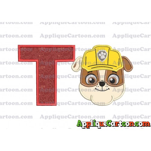 Face Rubble Paw Patrol Applique Embroidery Design With Alphabet T
