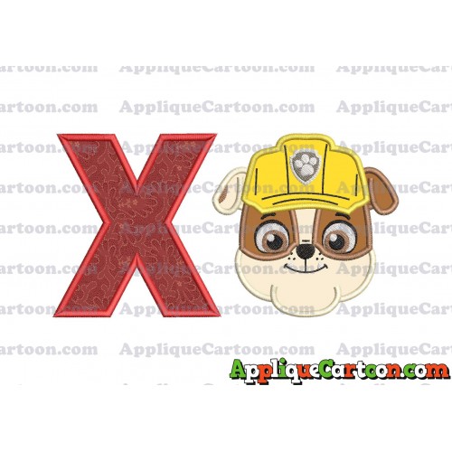 Face Rubble Paw Patrol Applique Embroidery Design With Alphabet X