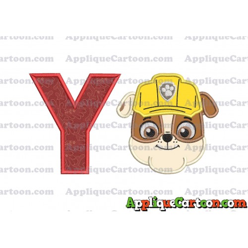 Face Rubble Paw Patrol Applique Embroidery Design With Alphabet Y