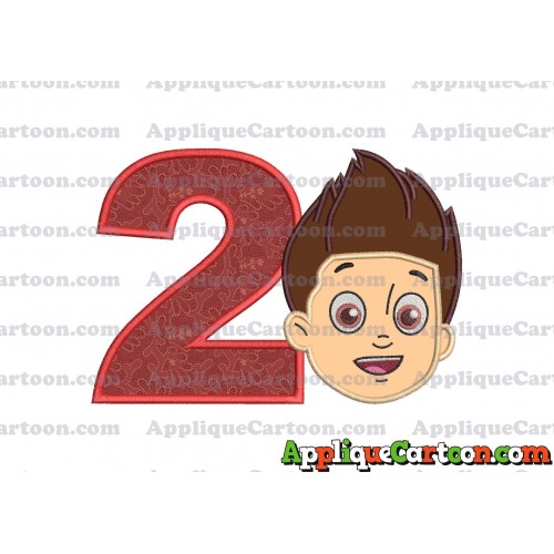 Face Ryder Paw Patrol Applique Embroidery Design Birthday Number 2