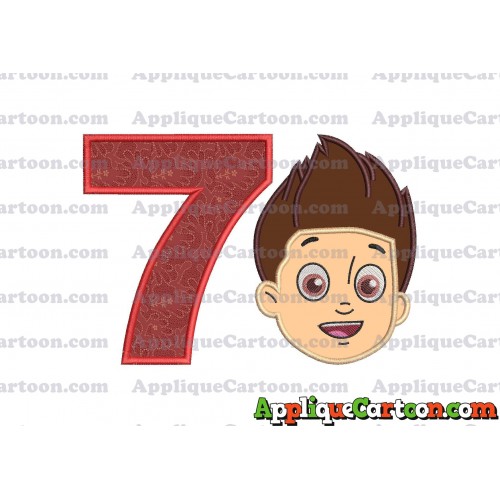 Face Ryder Paw Patrol Applique Embroidery Design Birthday Number 7