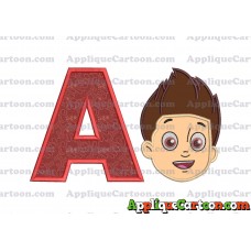 Face Ryder Paw Patrol Applique Embroidery Design With Alphabet A