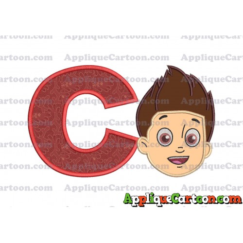 Face Ryder Paw Patrol Applique Embroidery Design With Alphabet C