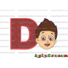 Face Ryder Paw Patrol Applique Embroidery Design With Alphabet D
