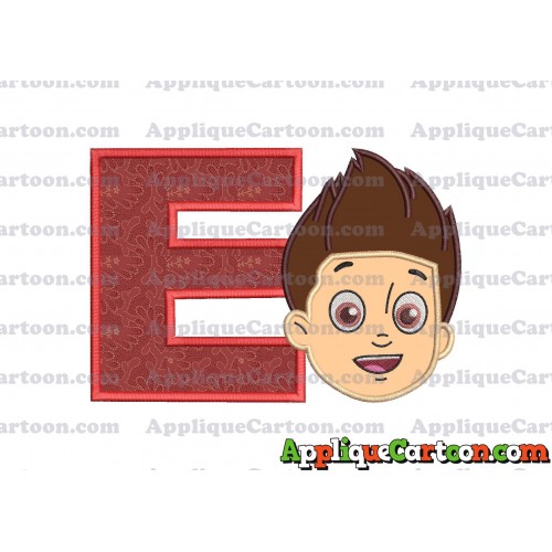 Face Ryder Paw Patrol Applique Embroidery Design With Alphabet E