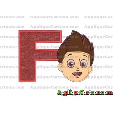 Face Ryder Paw Patrol Applique Embroidery Design With Alphabet F