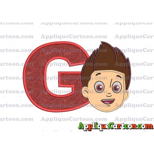 Face Ryder Paw Patrol Applique Embroidery Design With Alphabet G