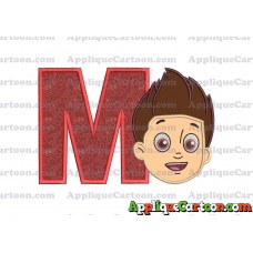 Face Ryder Paw Patrol Applique Embroidery Design With Alphabet M