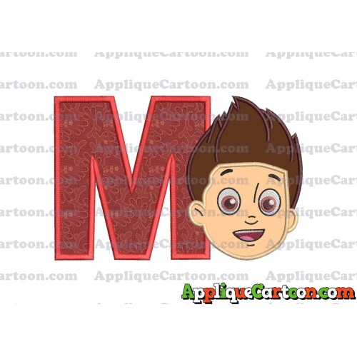 Face Ryder Paw Patrol Applique Embroidery Design With Alphabet M
