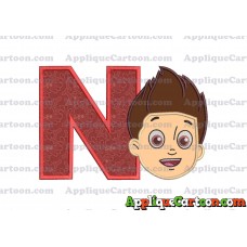 Face Ryder Paw Patrol Applique Embroidery Design With Alphabet N