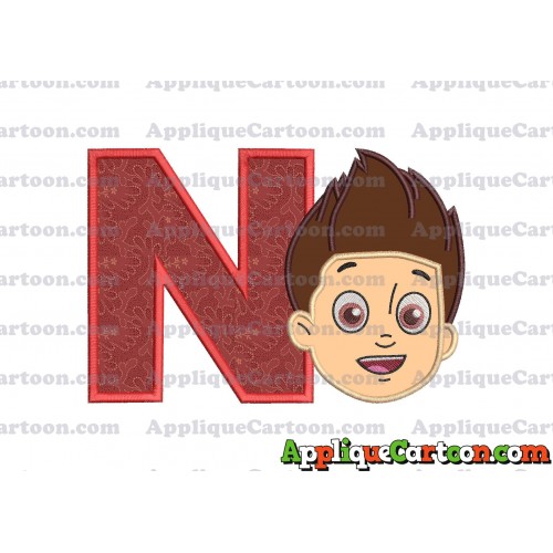 Face Ryder Paw Patrol Applique Embroidery Design With Alphabet N