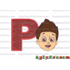 Face Ryder Paw Patrol Applique Embroidery Design With Alphabet P