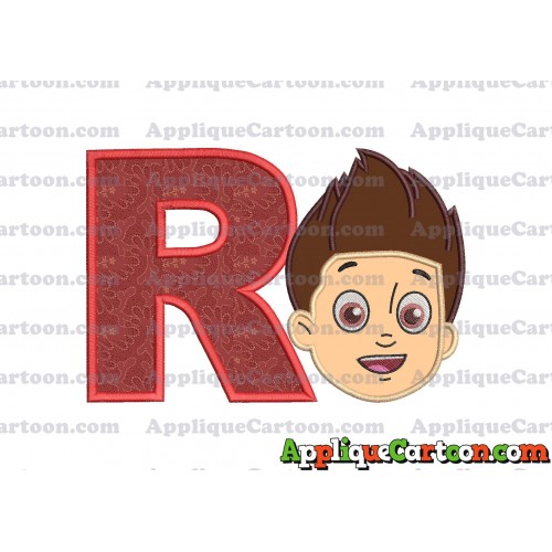Face Ryder Paw Patrol Applique Embroidery Design With Alphabet R