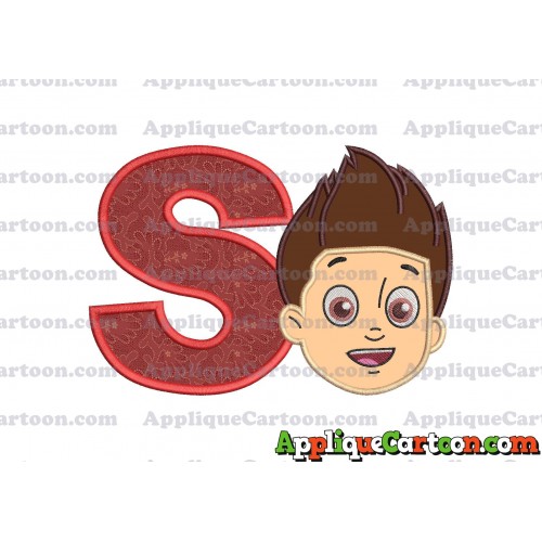 Face Ryder Paw Patrol Applique Embroidery Design With Alphabet S