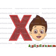 Face Ryder Paw Patrol Applique Embroidery Design With Alphabet X