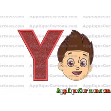 Face Ryder Paw Patrol Applique Embroidery Design With Alphabet Y